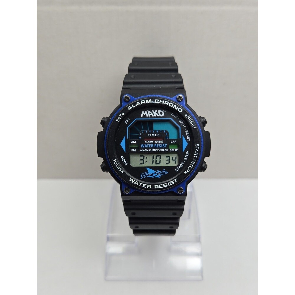 Vintage Freestyle Shark Mako LCD Digital Alarm Chronograph Blue Mens New Battery